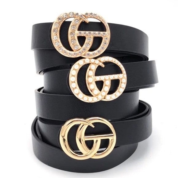 ShopEvelynne Accessories - Fabulous Black  faux leather CG chic belt